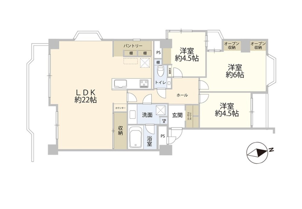 LDK広々約22帖！