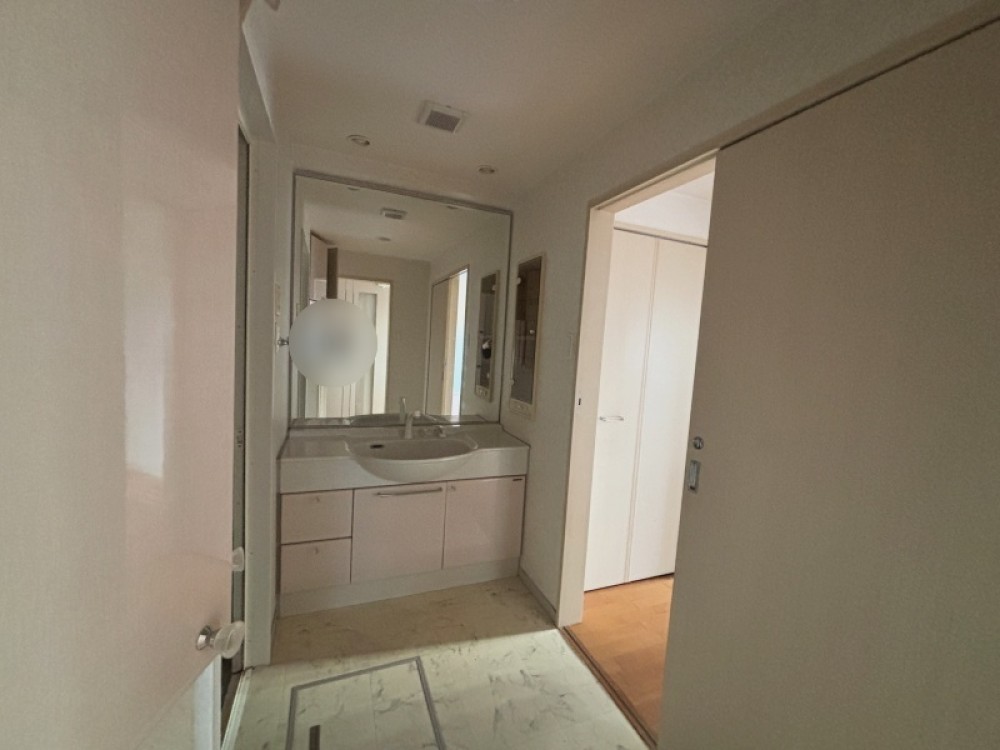 鏡も大きく、使い勝手の良い洗面台です。