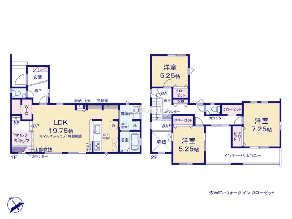 機能充実の3LDK+WIC!