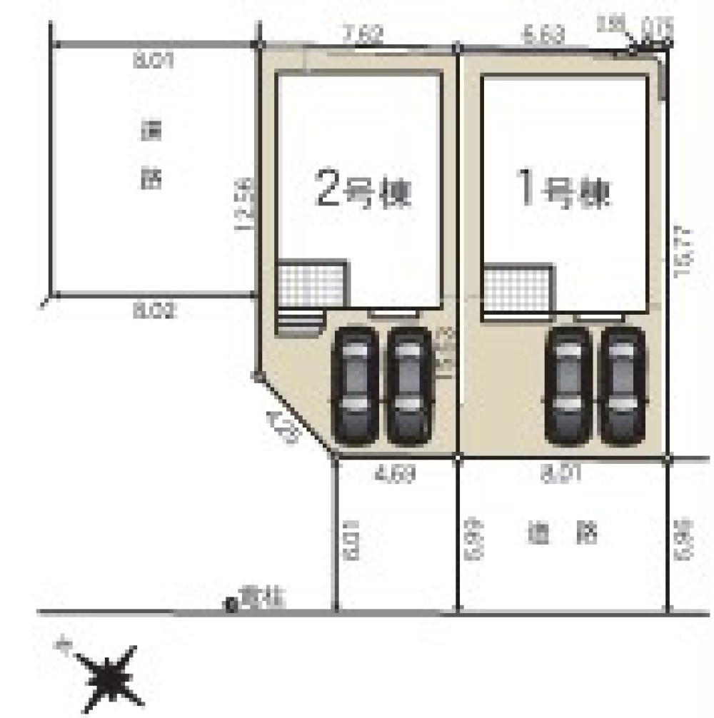 駐車並列2台分！