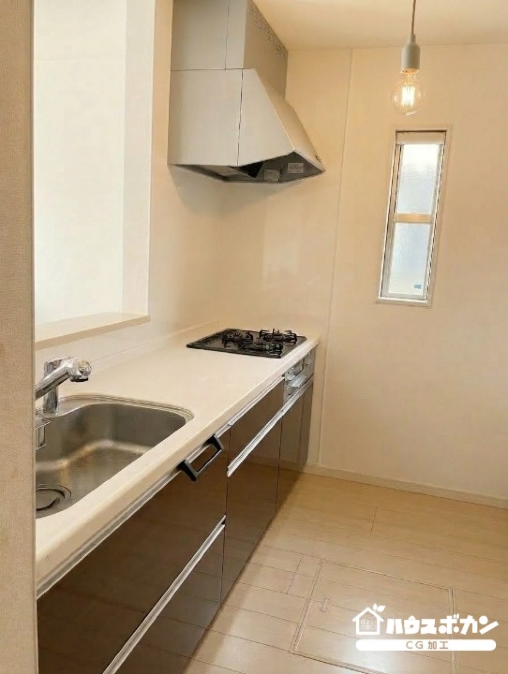 3口コンロ付きで、毎日の料理がはかどります。