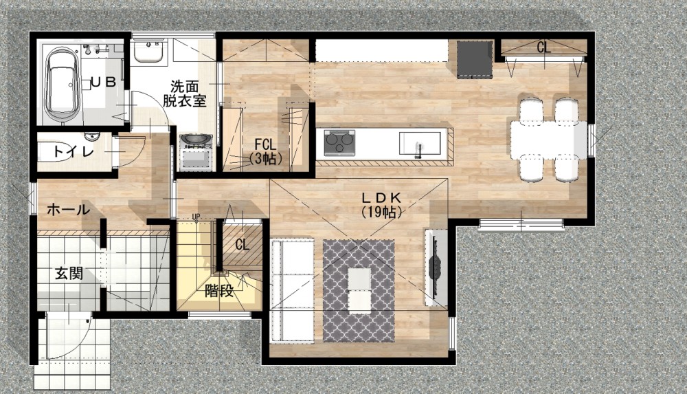 リビングダイニングを一望できる対面キッチン♪