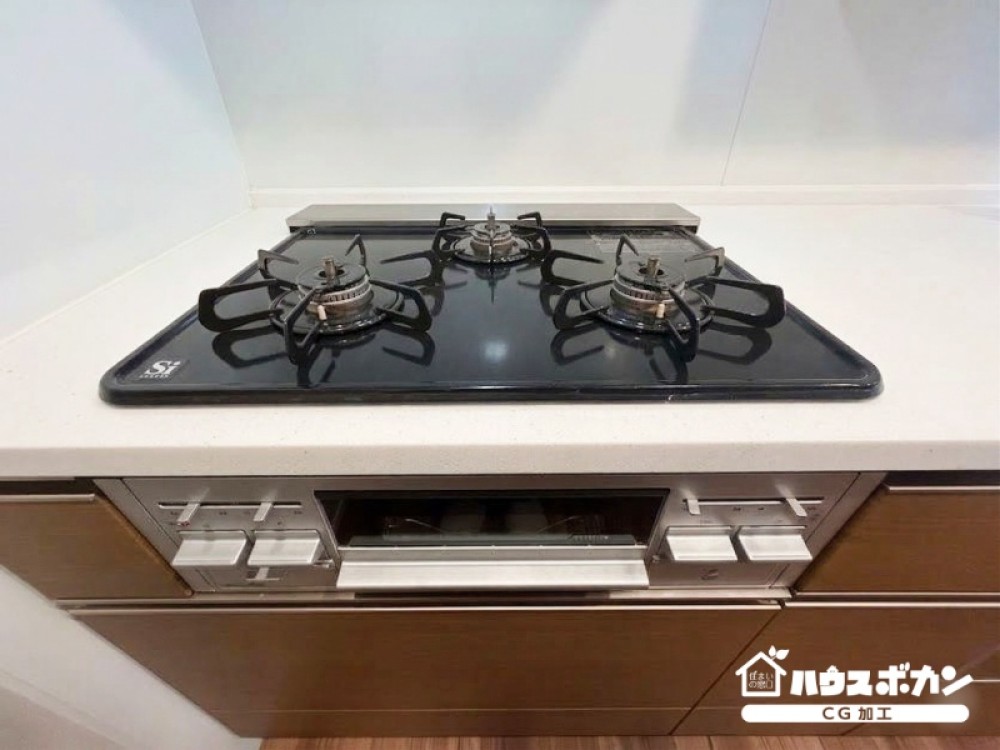 3口コンロ付きで、毎日の料理がはかどります。