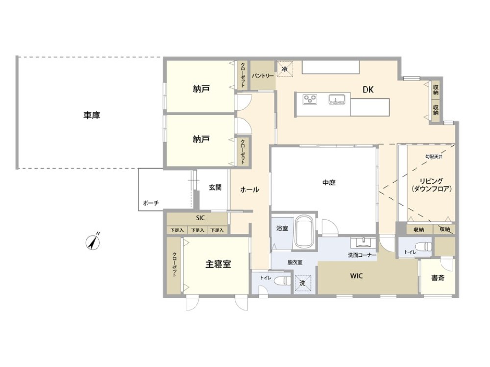 設計事務所デザインによるガレージ付き平家建！