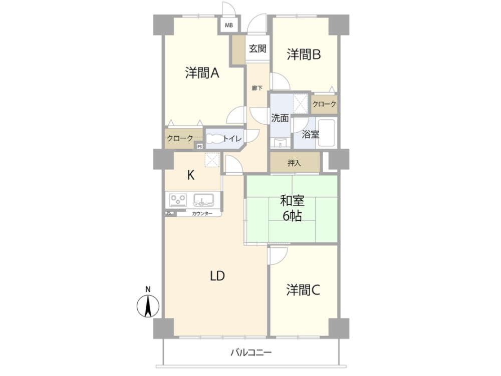 各部屋家具配置もしやすい広さです。