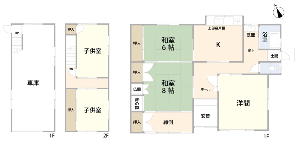 離れ付！子供部屋２室と縦列２台車庫を完備！