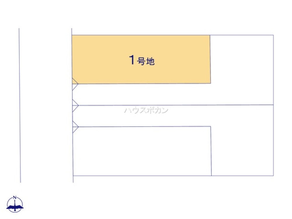 全4区画の1号地、約33.9坪の区画図◎
