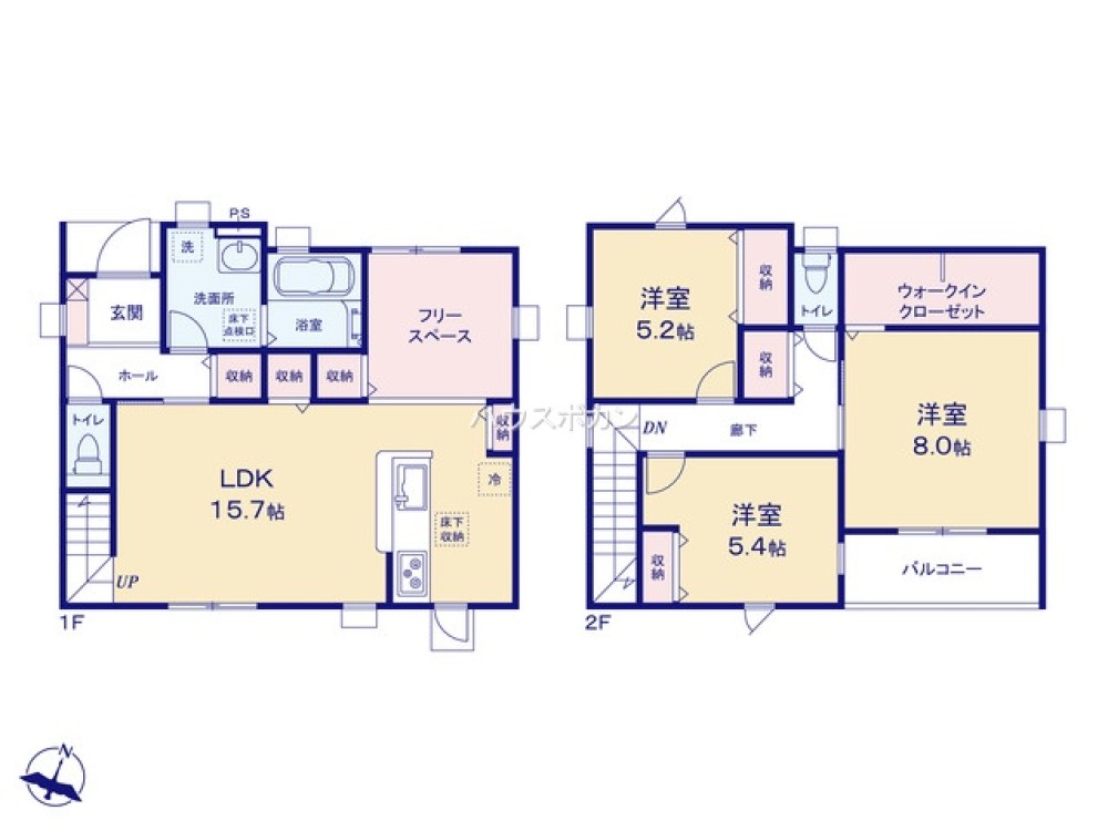 LDK15.7帖＋全居室収納付きの3LDK！