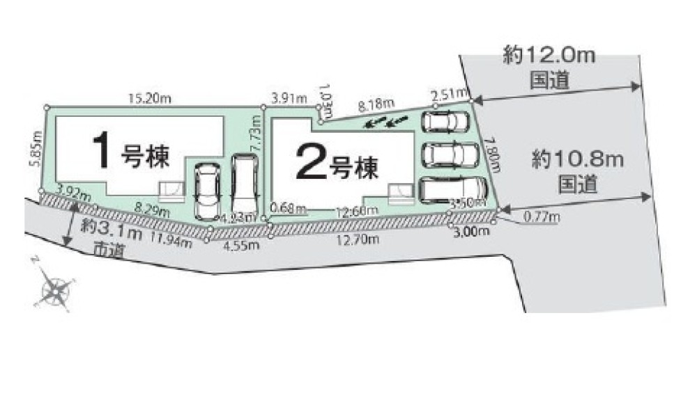 お車の駐車スペース3台分！