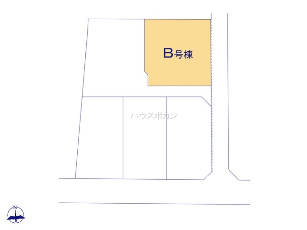 全5棟の区画図。B号棟は約54.5坪！