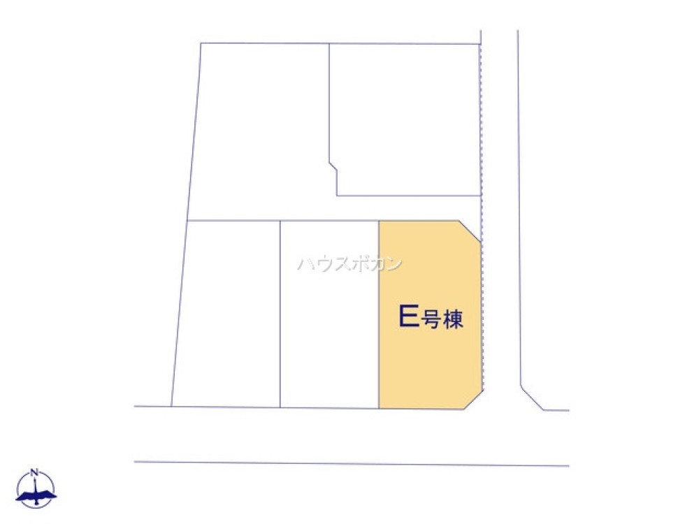 全5棟の区画図。E号棟は角地に位置します◎