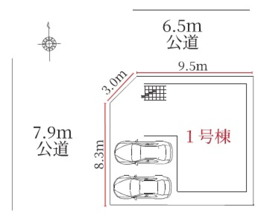 角地で2面道路接面！駐車2台分確保◎