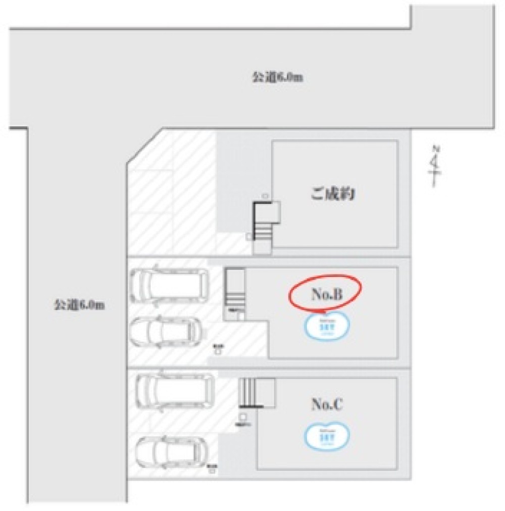公道6mに接する全3区画の分譲地！