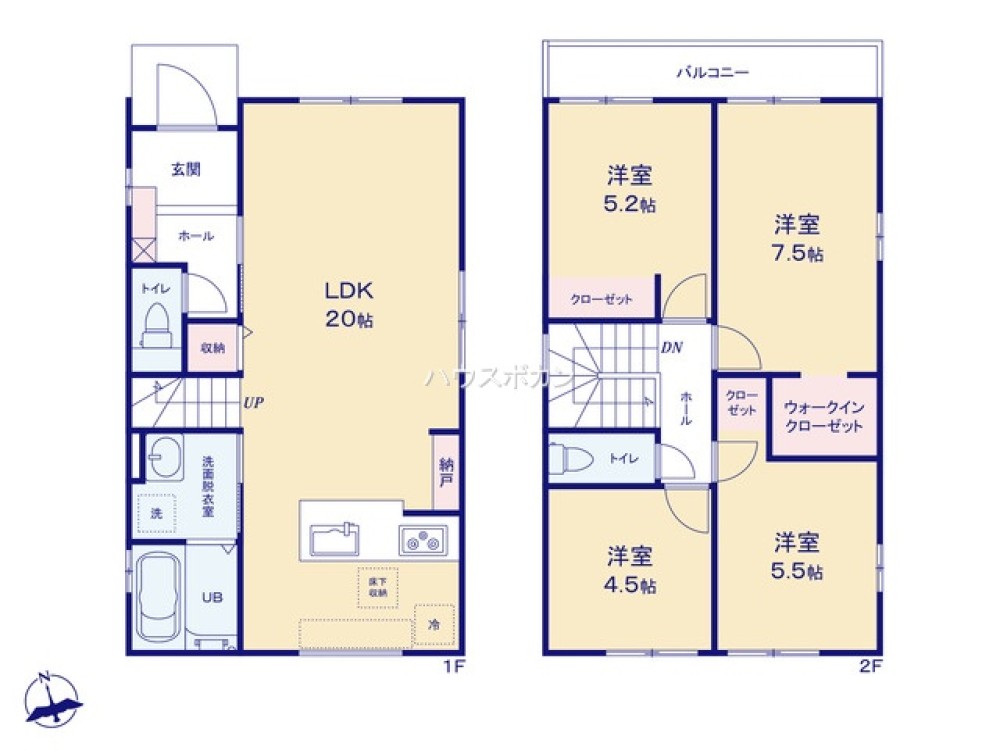 広々LDK約20帖！4LDK＋WIC付き間取り◎