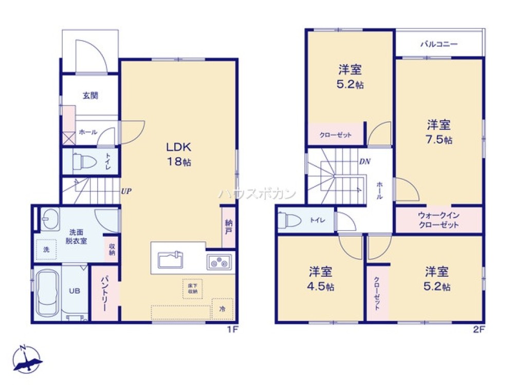 広々LDK約18帖の4LDK間取り！