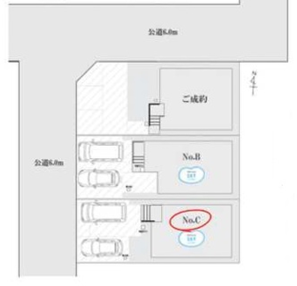 公道6mに接する全3区画の分譲地！