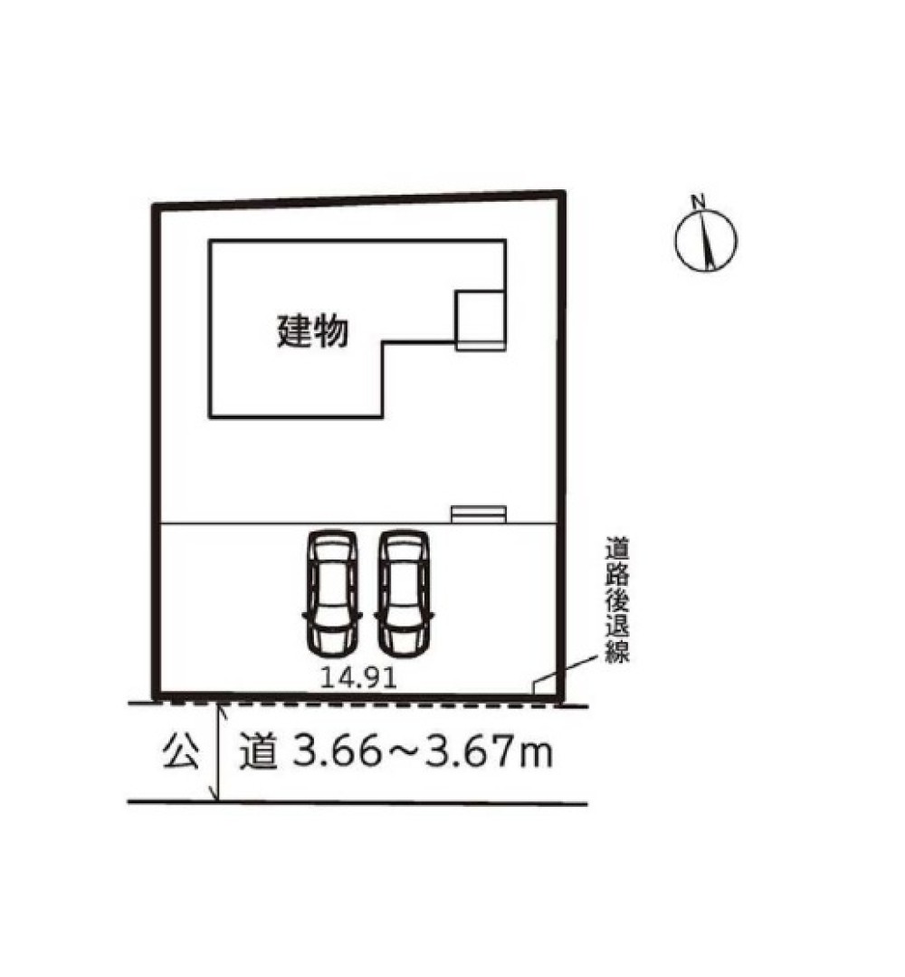 駐車2台分を確保したゆとりの配置図！