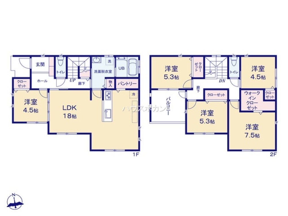 LDK18帖＋5居室、収納充実の5LDK！