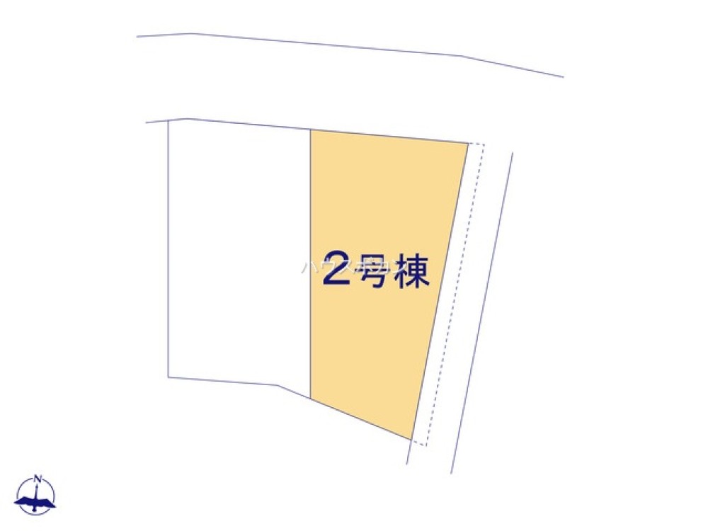 2号棟の区画図。土地面積約47.7坪◎