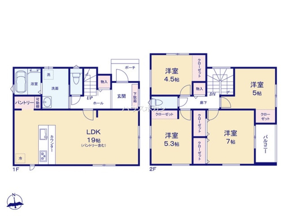 パントリー含むLDK19帖の広々4LDK！