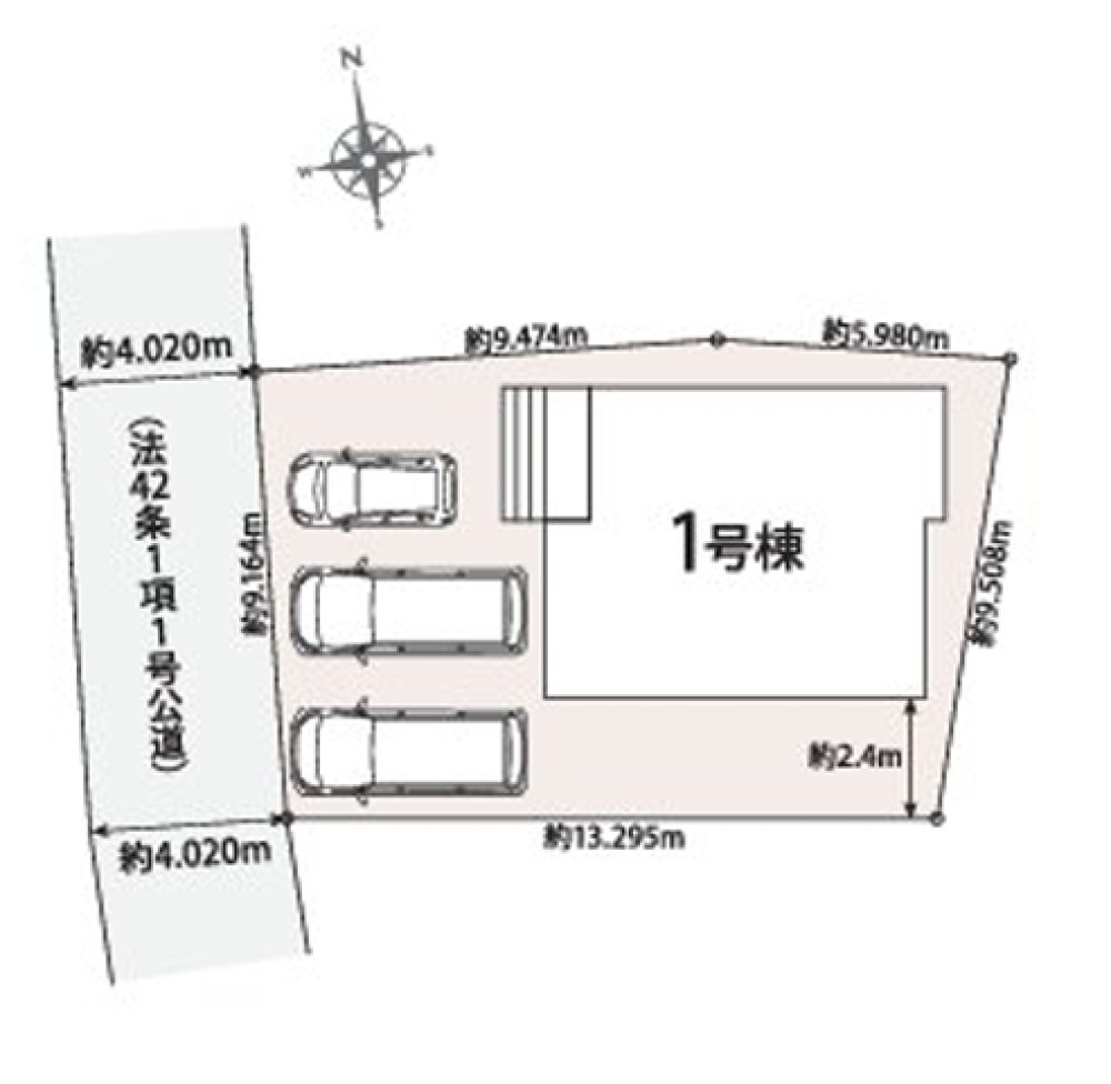 駐車3台分確保のゆとりある区画！