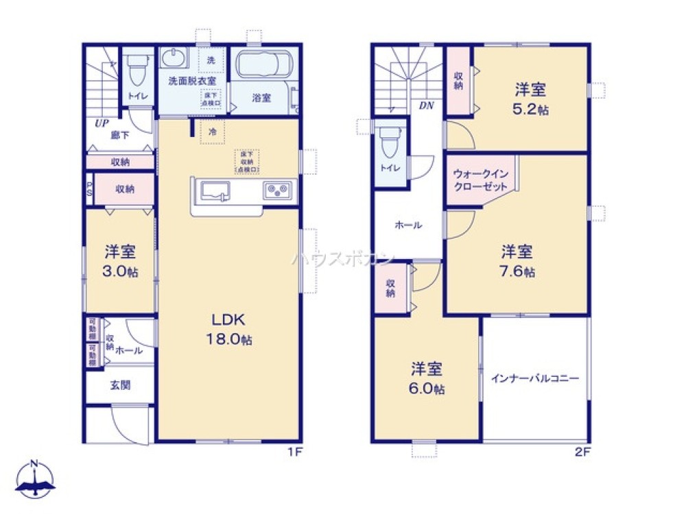 LDK18帖＋WIC付き4LDKの間取り！