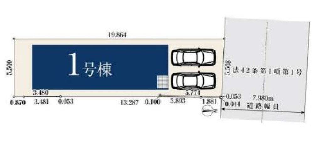駐車2台分！道路幅員約7.98m◎